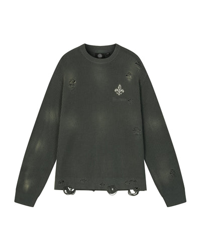 1010334-045 | MEN'S IRIS LOGO RIPPED COTTON SWEATER