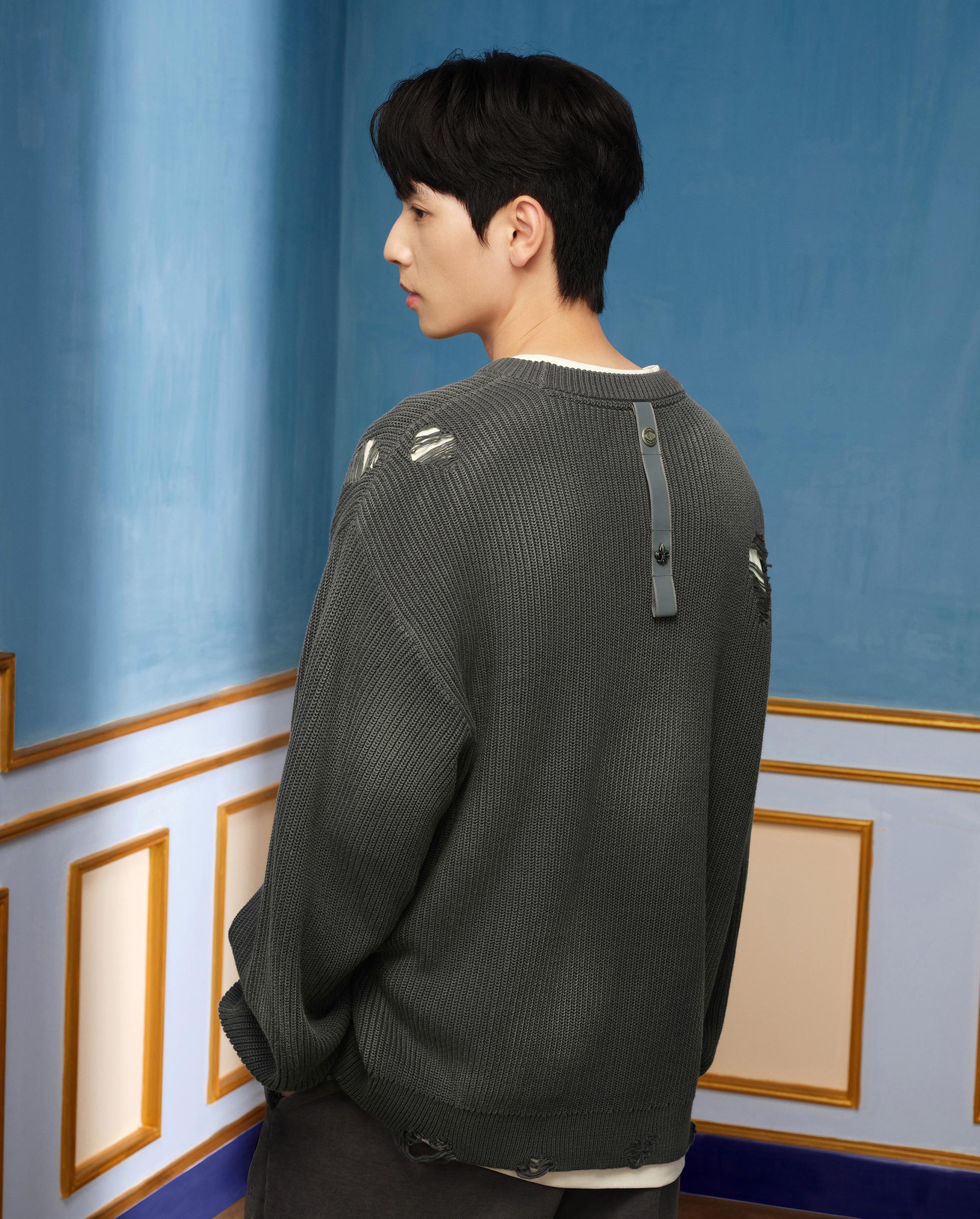 1010334-045 | MEN'S IRIS LOGO RIPPED COTTON SWEATER | DARK SHADOW