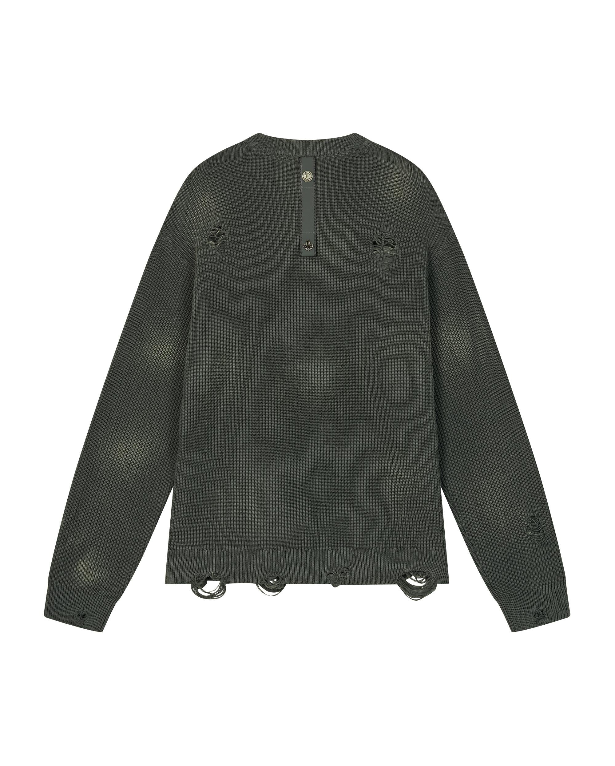 1010334-045 | MEN'S IRIS LOGO RIPPED COTTON SWEATER | DARK SHADOW