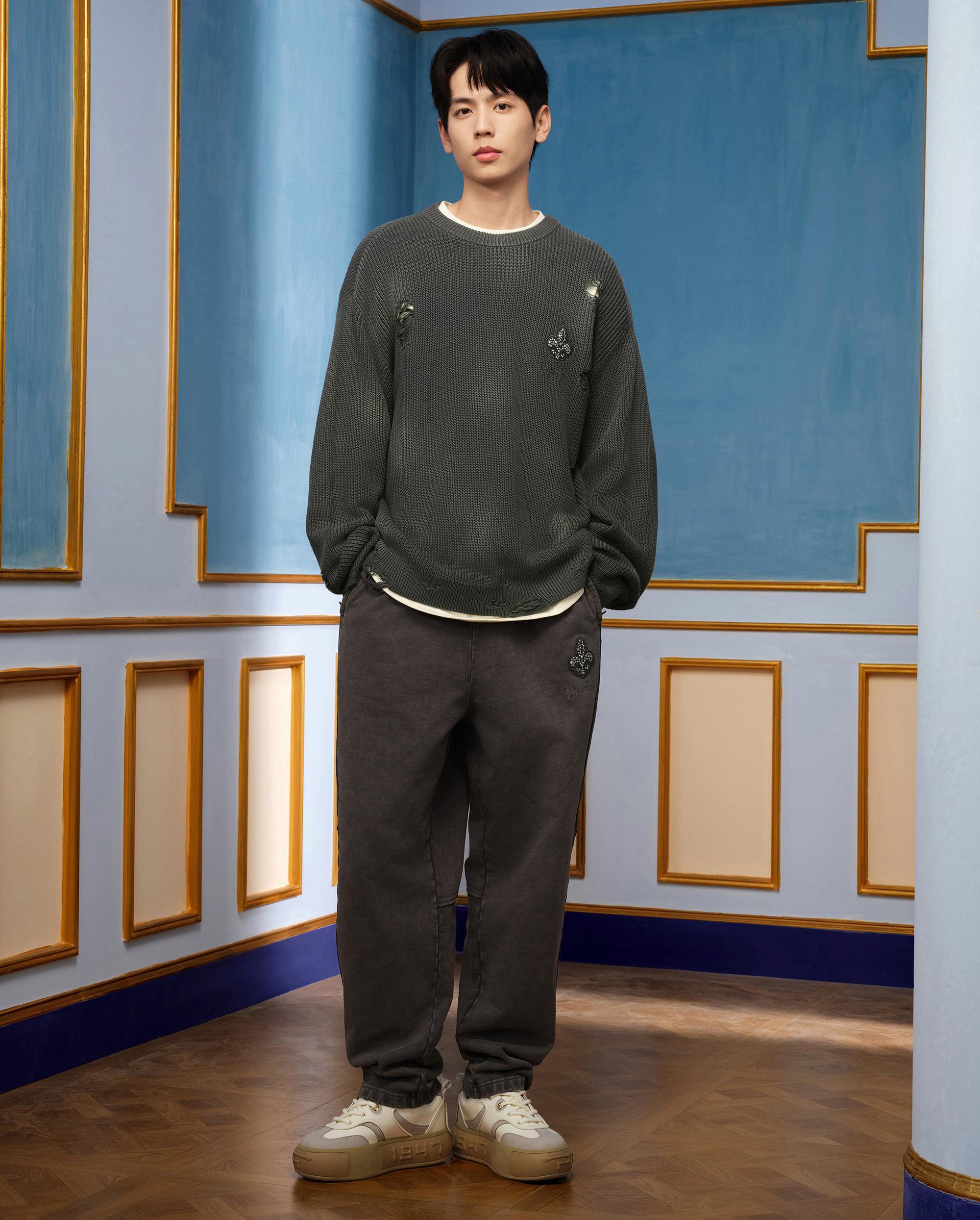 1010334-045 | MEN'S IRIS LOGO RIPPED COTTON SWEATER | DARK SHADOW