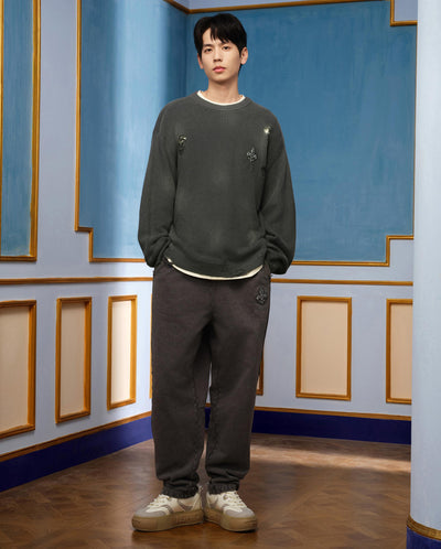 1010334-045 | MEN'S IRIS LOGO RIPPED COTTON SWEATER