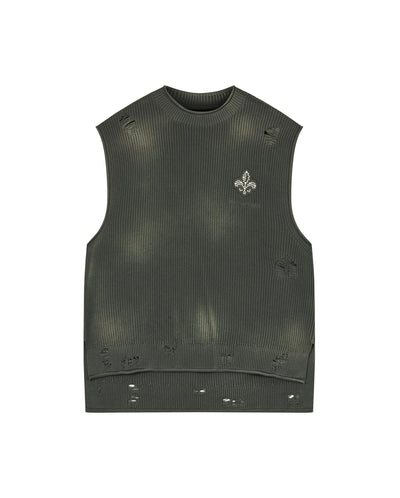 1010335-045 | MEN'S IRIS LOGO RIPPED COTTON SWEATER VEST | DARK SHADOW