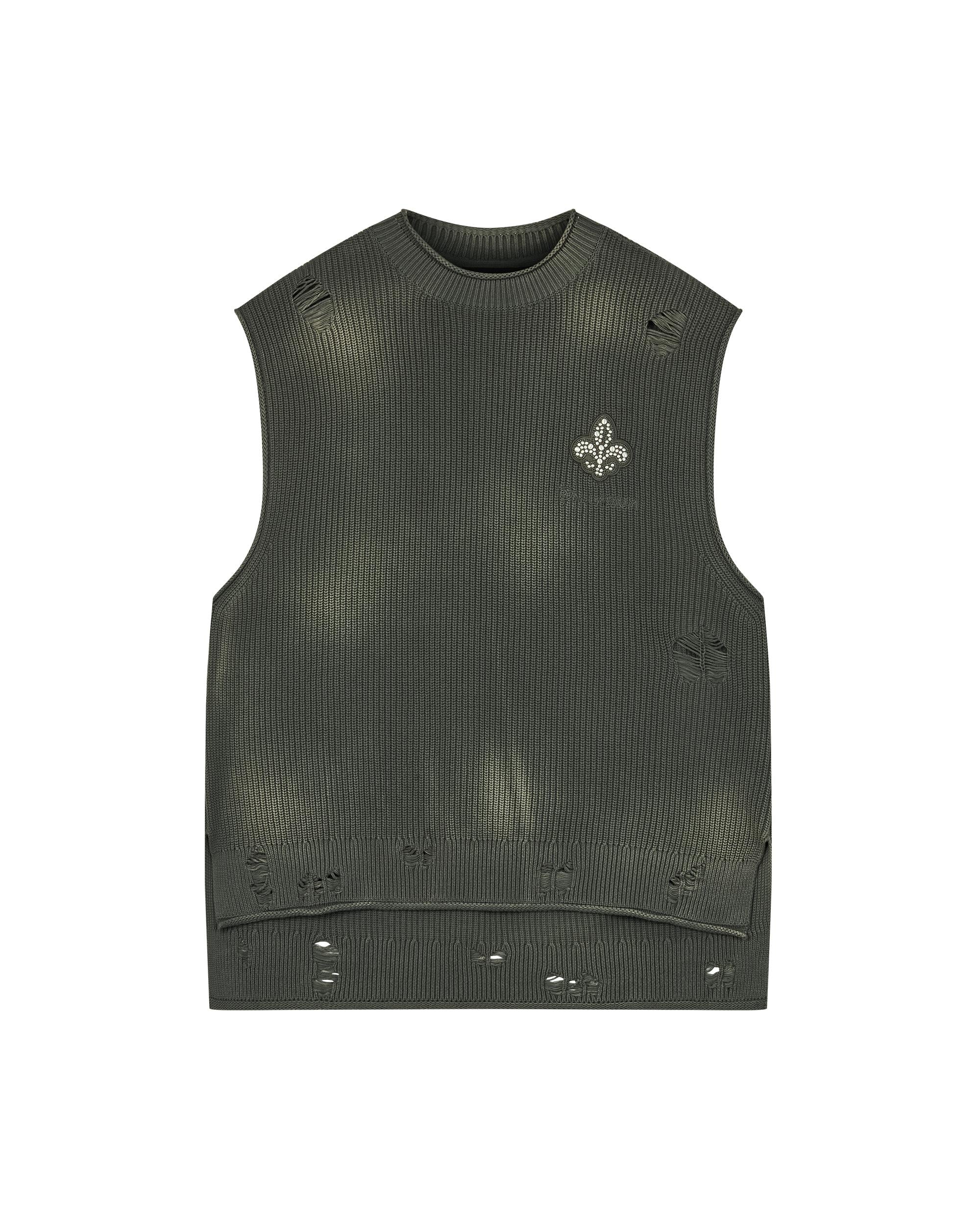 1010335-045 | MEN'S IRIS LOGO RIPPED COTTON SWEATER VEST | DARK SHADOW