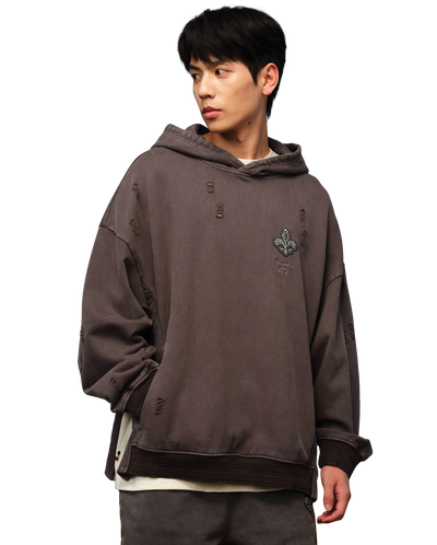 1010336-045 | MEN'S PALLADIUM LOGO LOOSE FIT COTTON HOODIE | DARK SHADOW