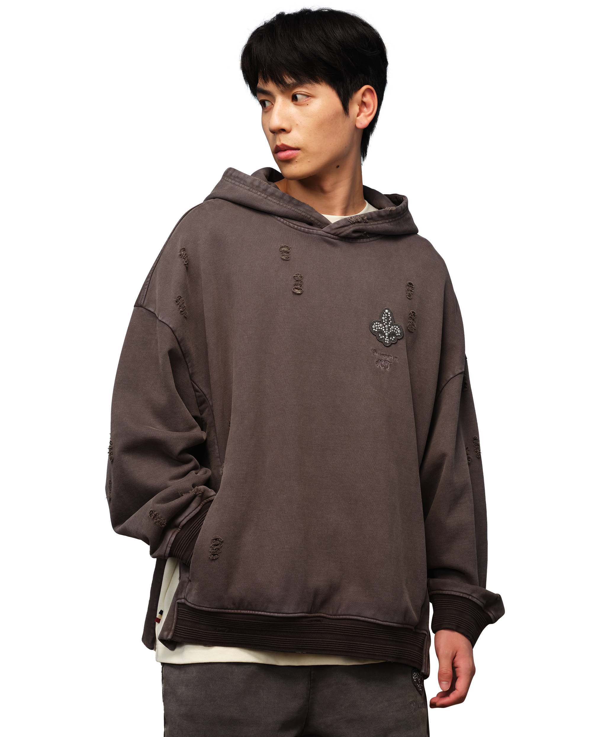 1010336-045 | MEN'S PALLADIUM LOGO LOOSE FIT COTTON HOODIE | DARK SHADOW