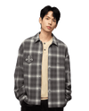 1010337-934 | MEN'S IRIS LOGO CHECKED LONG SLEEVES SHIRT | GREY/WHITE LATTICE