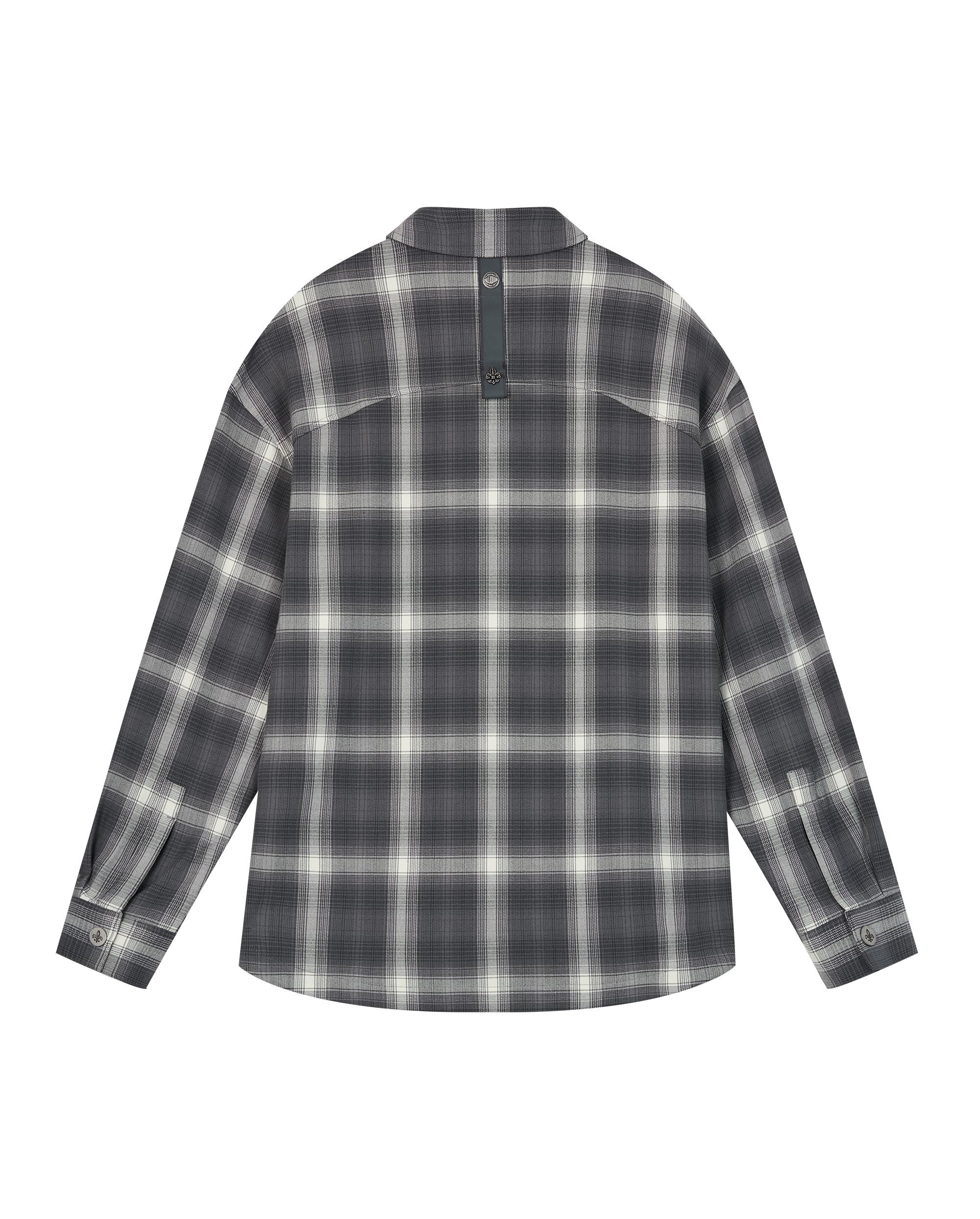 1010337-934 | MEN'S IRIS LOGO CHECKED LONG SLEEVES SHIRT | GREY/WHITE LATTICE