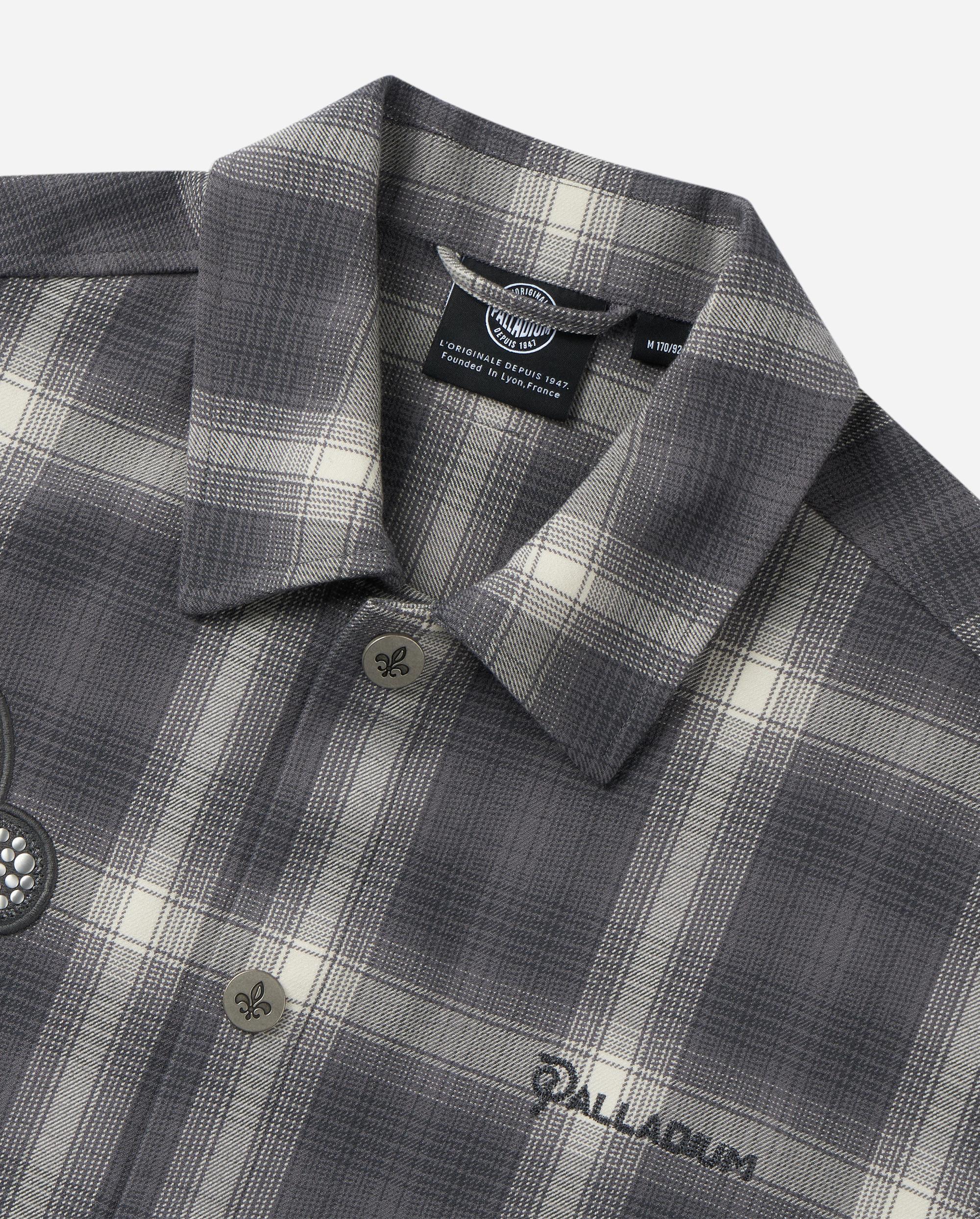 1010337-934 | MEN'S IRIS LOGO CHECKED LONG SLEEVES SHIRT | GREY/WHITE LATTICE