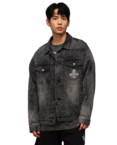 1010338-045 | MEN'S PALLADIUM LOGO DENIM JACKET | DARK SHADOW