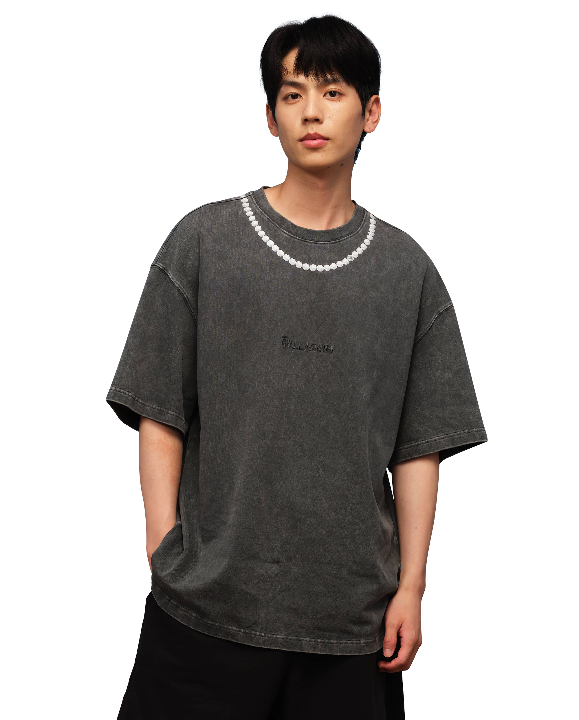 1010340-045 | MEN'S PALLADIUM LOGO LOOSE FIT COTTON T-SHIRT | DARK SHADOW