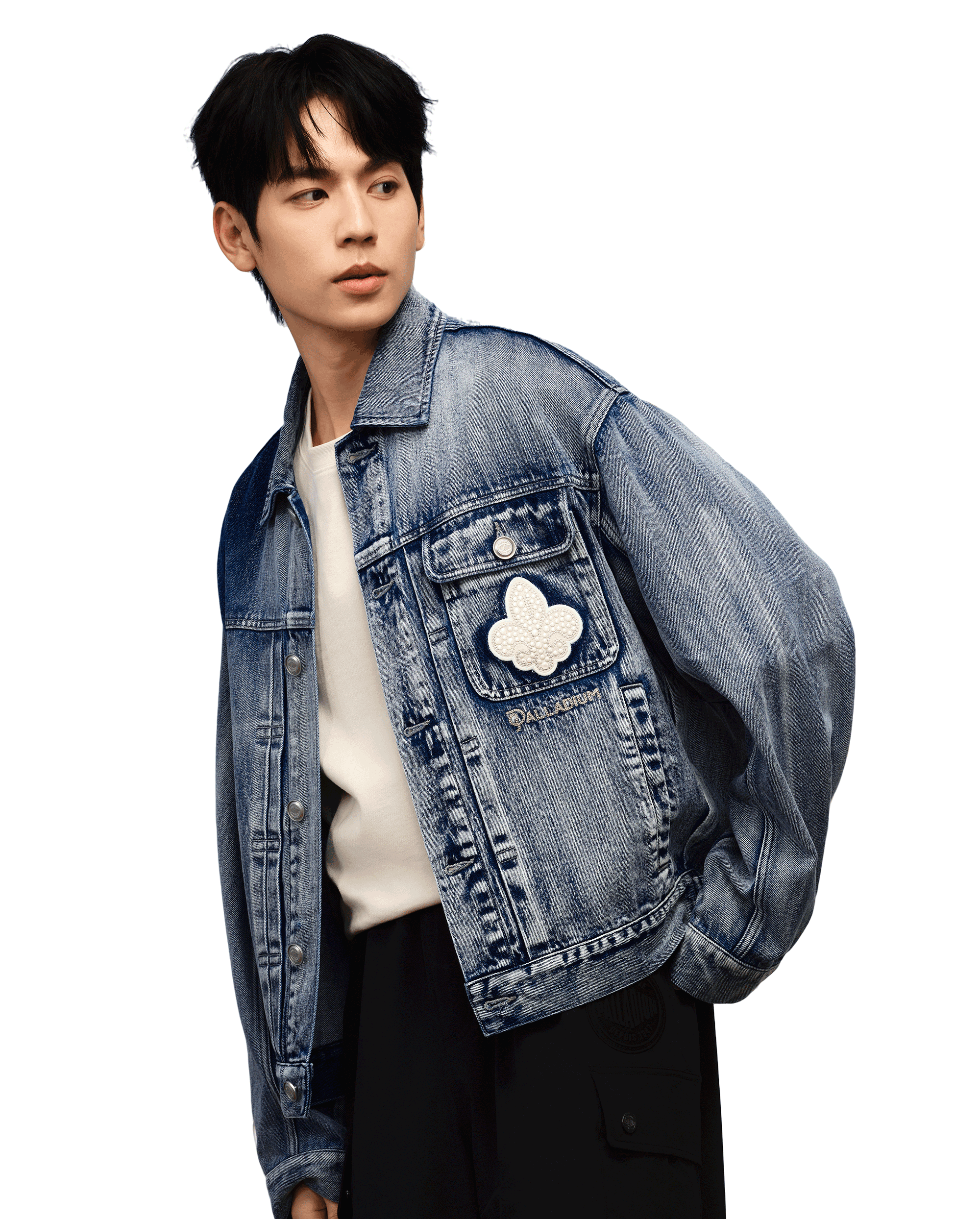 1010348-454 | MEN'S IRIS LOGO LOOSE FIT DENIM JACKET | INSIGNIA BLUE