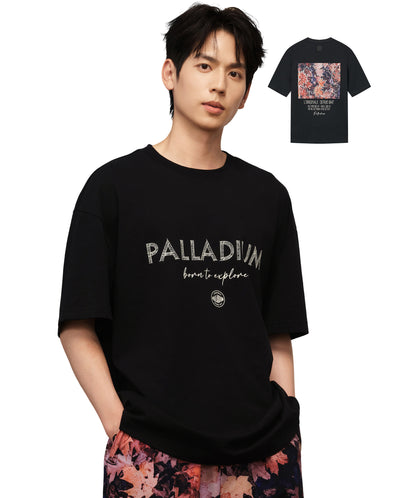 1010464-032 | MEN'S LOGO LOOSE FIT MAPLE LEAF PRINTED T-SHIRT | TAP SHOE