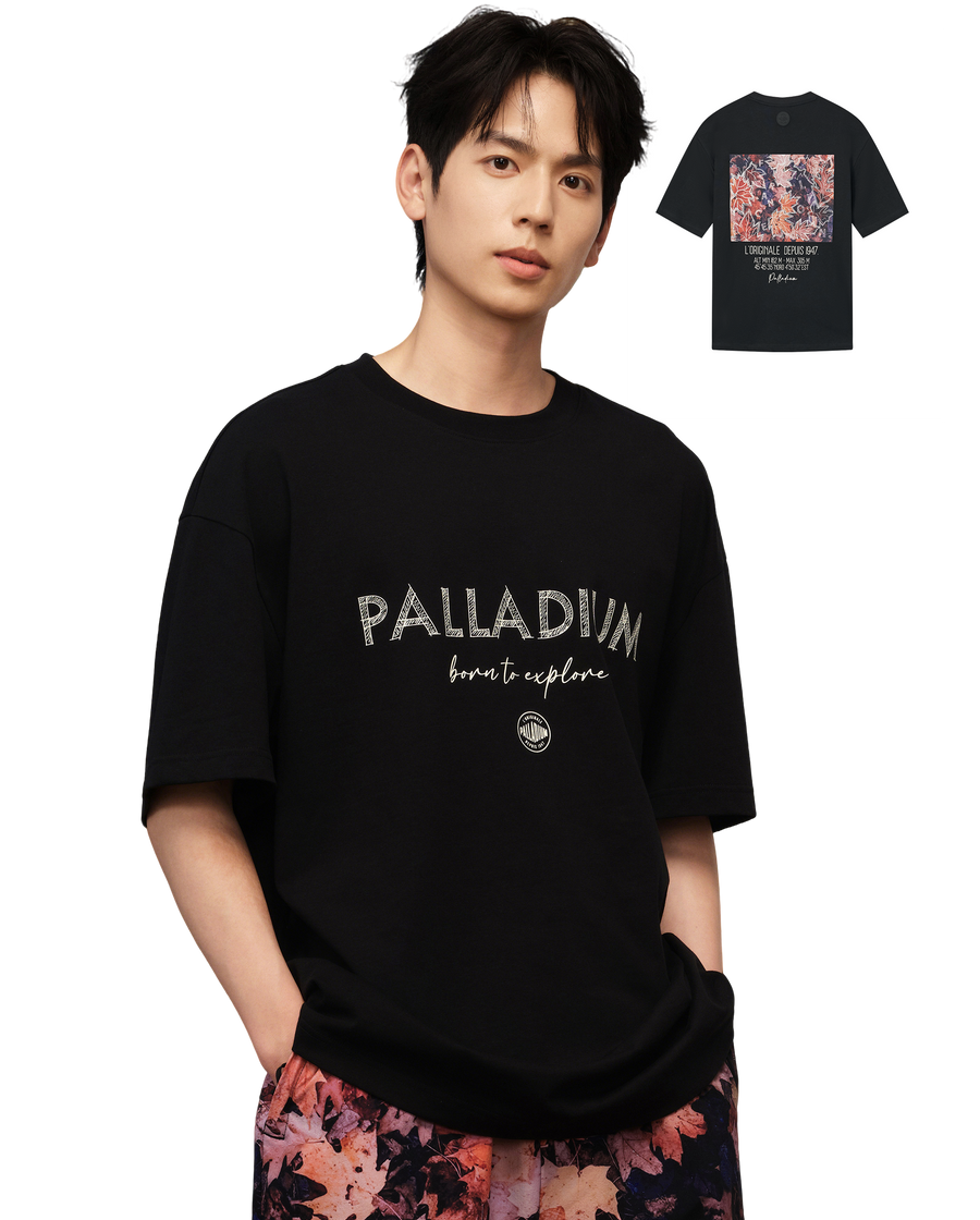 1010464-032 | MEN'S LOGO LOOSE FIT MAPLE LEAF PRINTED T-SHIRT | TAP SHOE