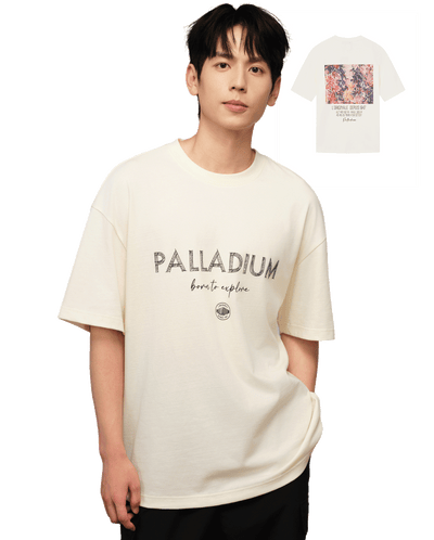 1010464-232 | MEN'S LOGO LOOSE FIT MAPLE LEAF PRINTED T-SHIRT | VANILLA ICE