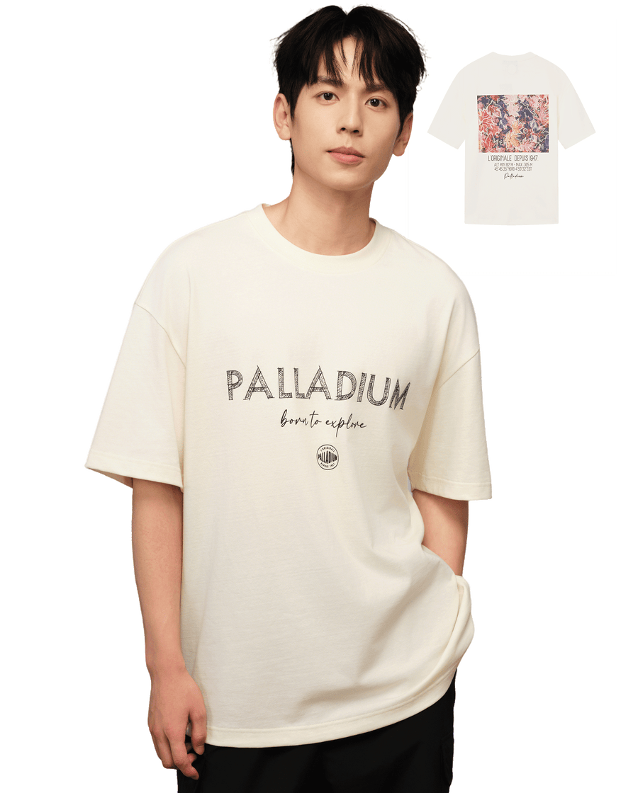 1010464-232 | MEN'S LOGO LOOSE FIT MAPLE LEAF PRINTED T-SHIRT | VANILLA ICE