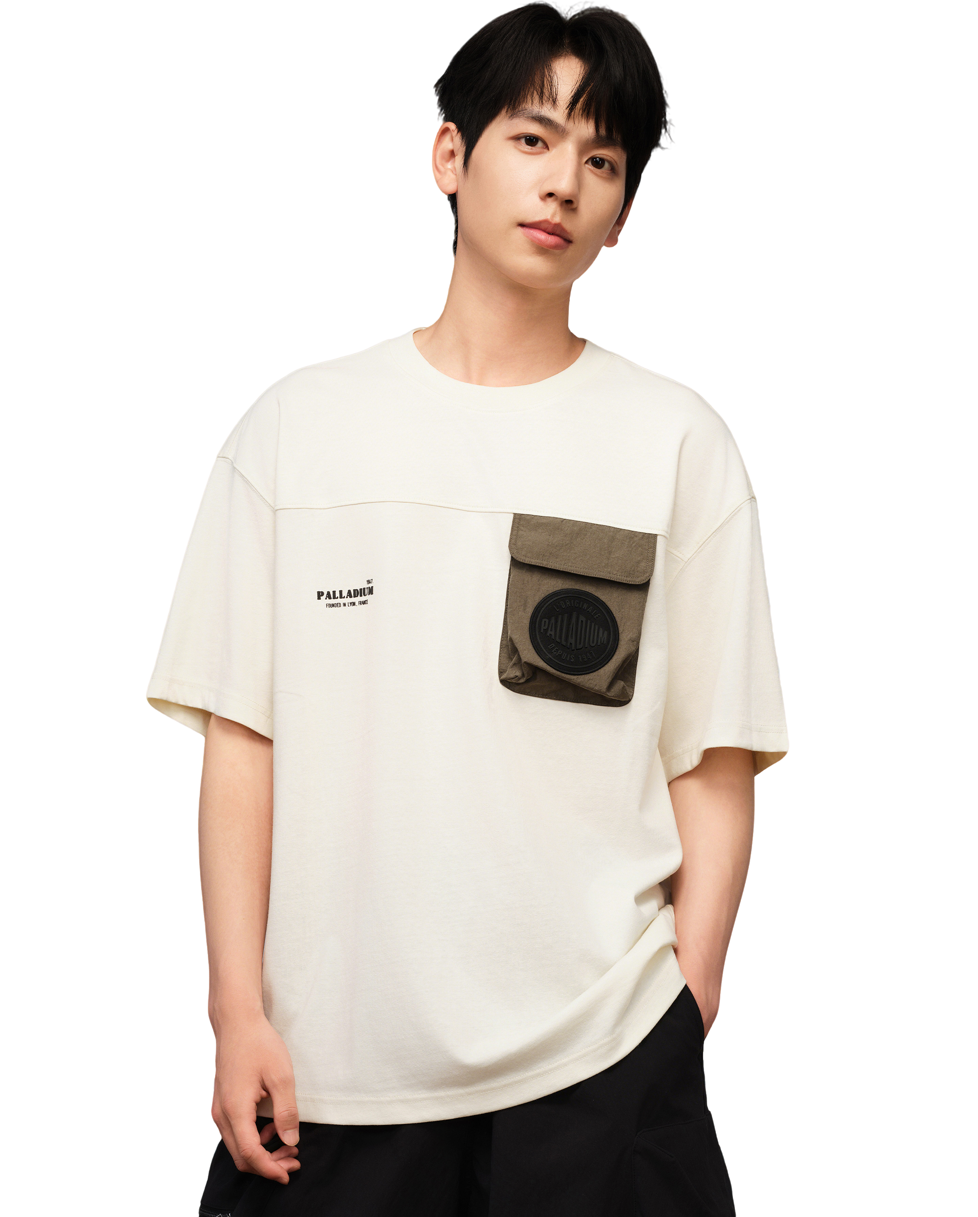 1010482-232 | MEN'S PALLADIUM LOGO LOOSE FIT POCKET T-SHIRT | VANILLA ICE