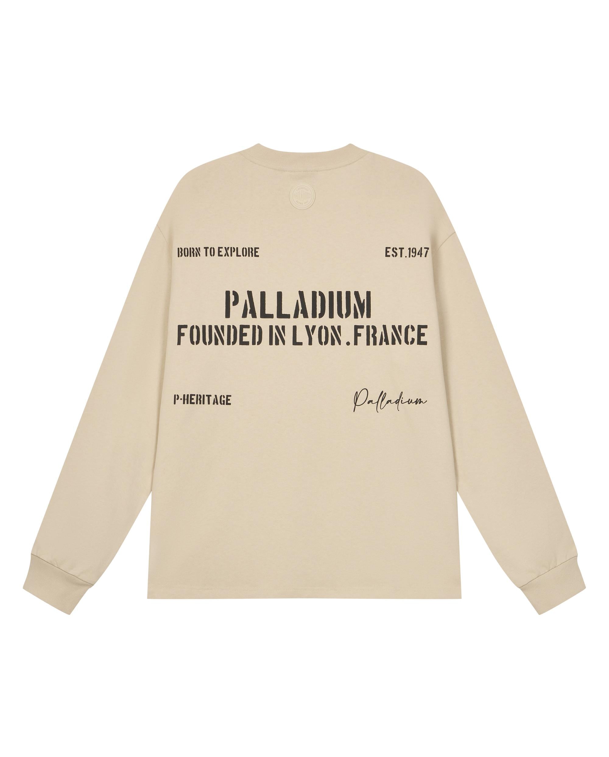 1010483-043 | MEN'S PALLADIUM LOGO LONG SLEEVES COTTON T-SHIRT | OYSTER GRAY