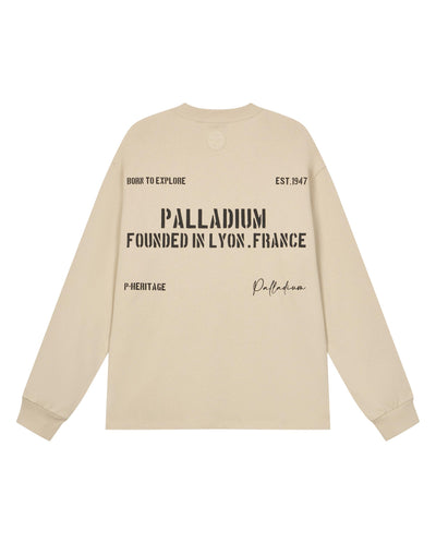 1010483-043 | MEN'S PALLADIUM LOGO LONG SLEEVES COTTON T-SHIRT | OYSTER GRAY
