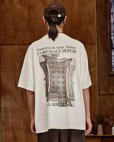 1010492-262 | MEN'S PALLADIUM PRINTED LOOSE FIT COTTON T-SHIRT | MARSHMALLOW