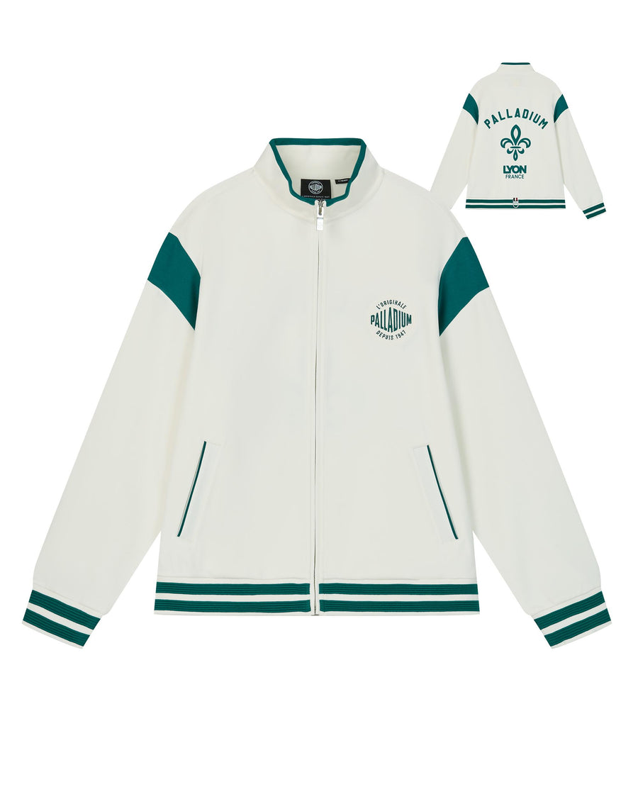 1010493-262 | MEN'S PALLADIUM LOGO COLOR BLOCKS VARSITY JACKET | MARSHMALLOW