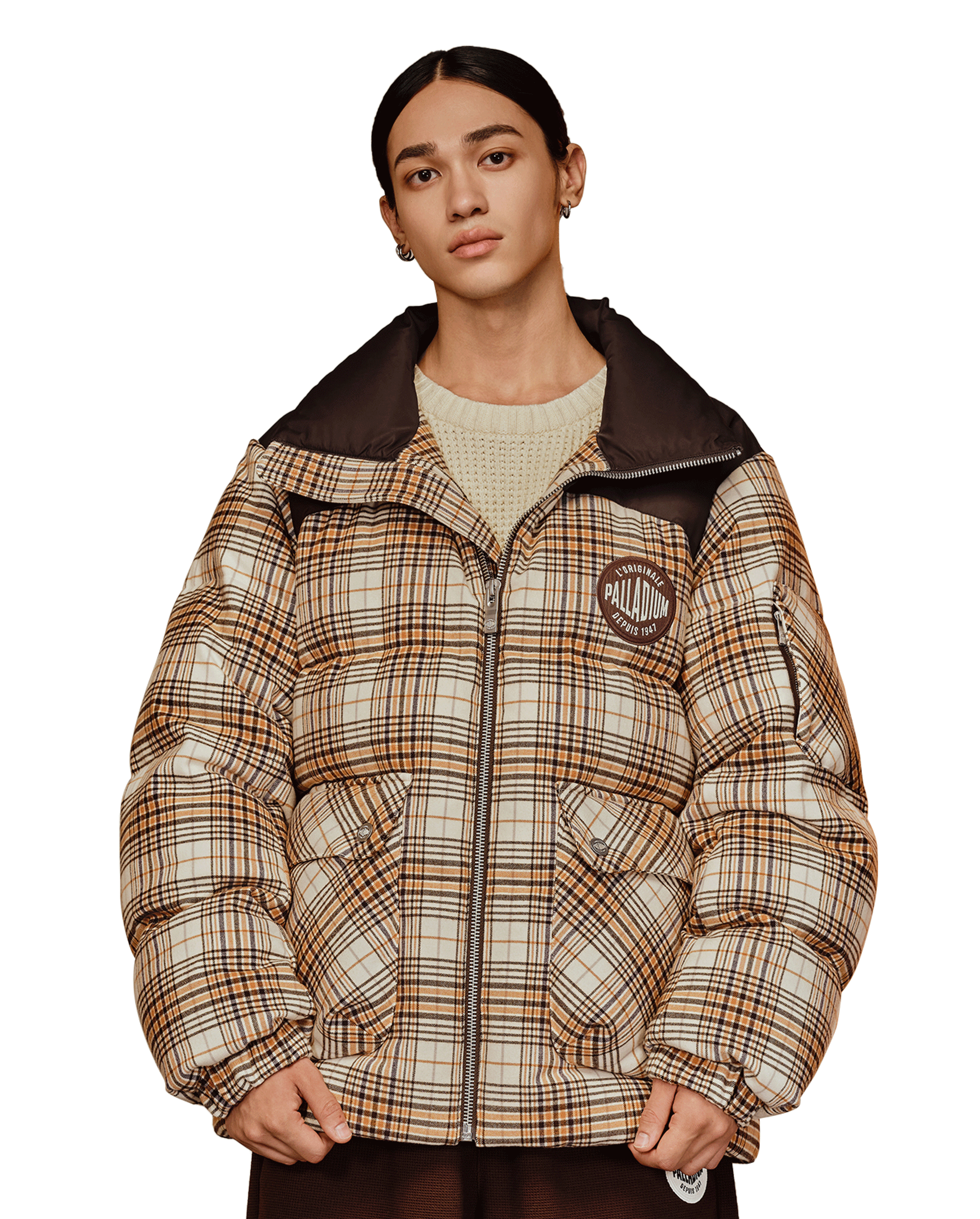 1010505-953 | MEN'S PALLADIUM LOGO CHECKED DOWN JACKET | ORE PLAID STRIPES