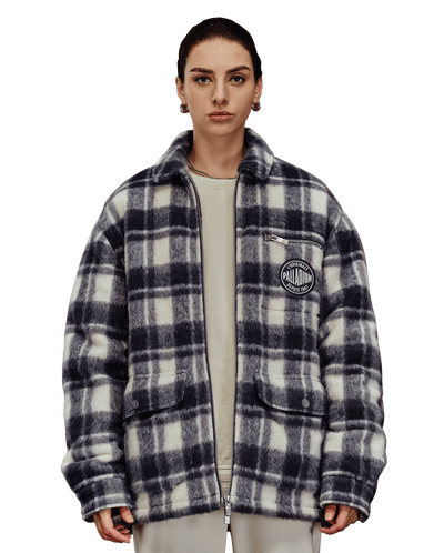 1010539-179 | MEN'S PALLADIUM LOGO CHECKED JACKET | WHITE/BLACK/GRAY