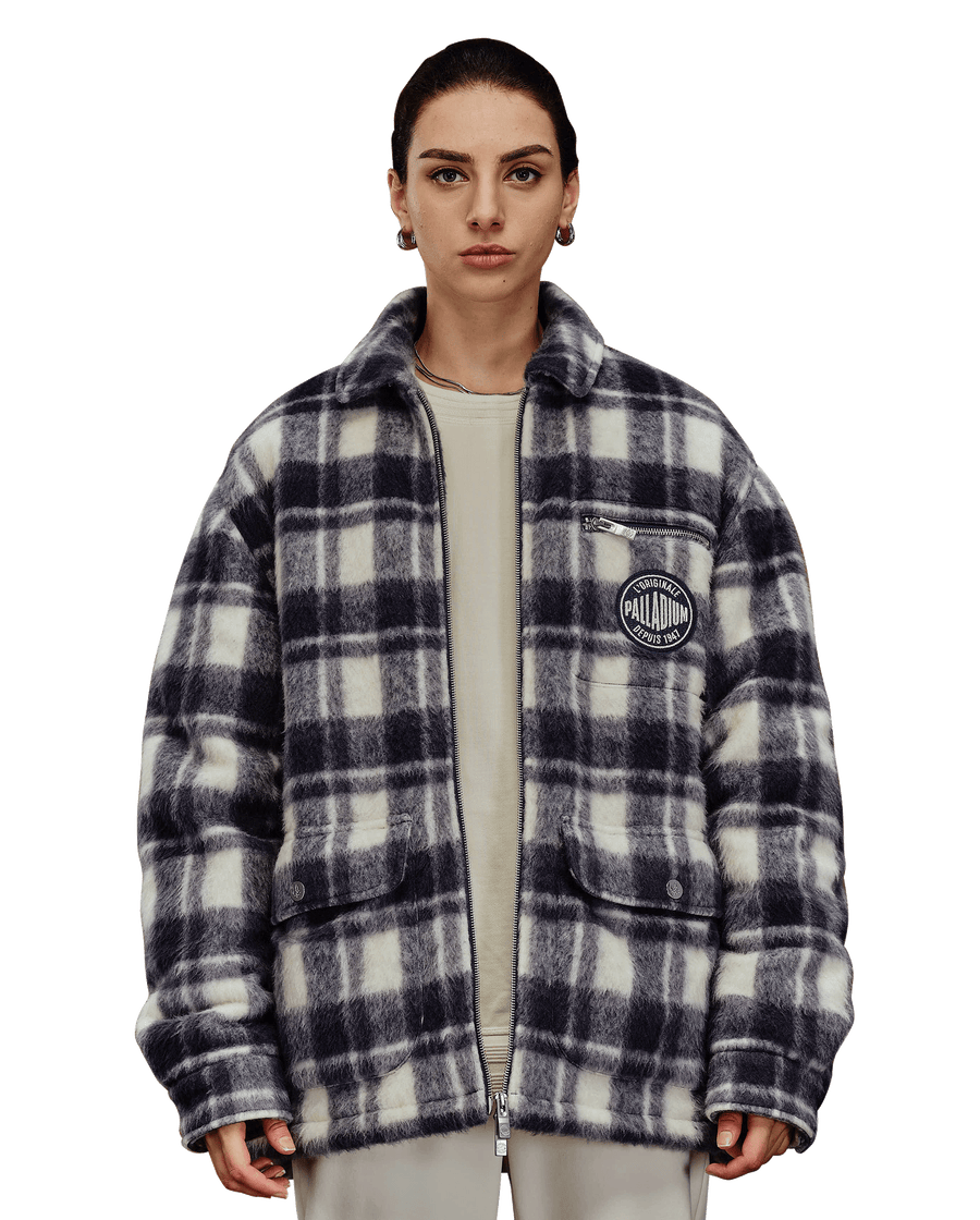 1010539-179 | MEN'S PALLADIUM LOGO CHECKED JACKET | WHITE/BLACK/GRAY