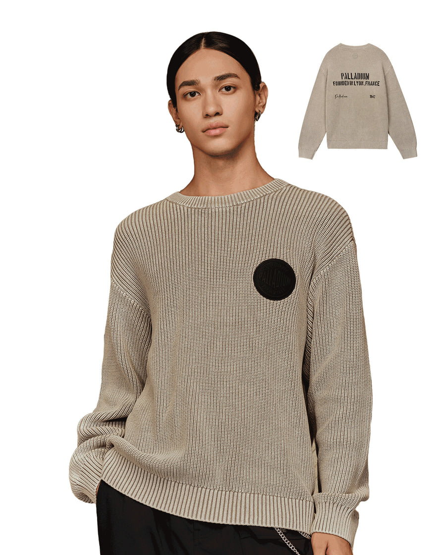 1010563-031 | MEN'S LOOSE FIT DROPPED SHOULDERS COTTON SWEATER | FLINT GRAY