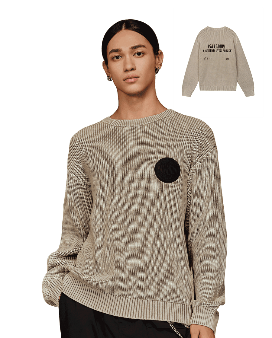 1010563-031 | MEN'S LOOSE FIT DROPPED SHOULDERS COTTON SWEATER | FLINT GRAY