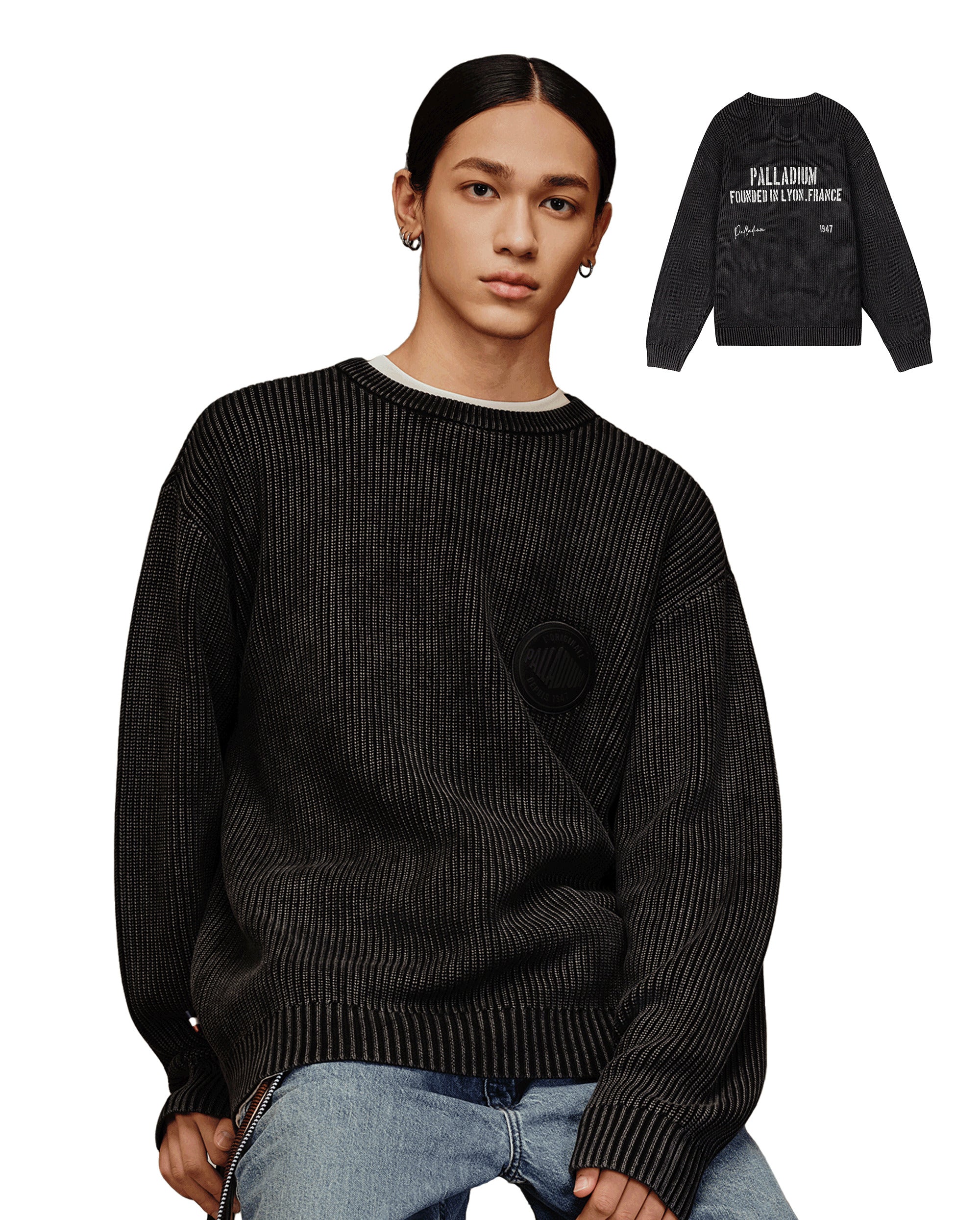 1010563-032 | MEN'S LOOSE FIT DROPPED SHOULDERS COTTON SWEATER | TAP SHOE