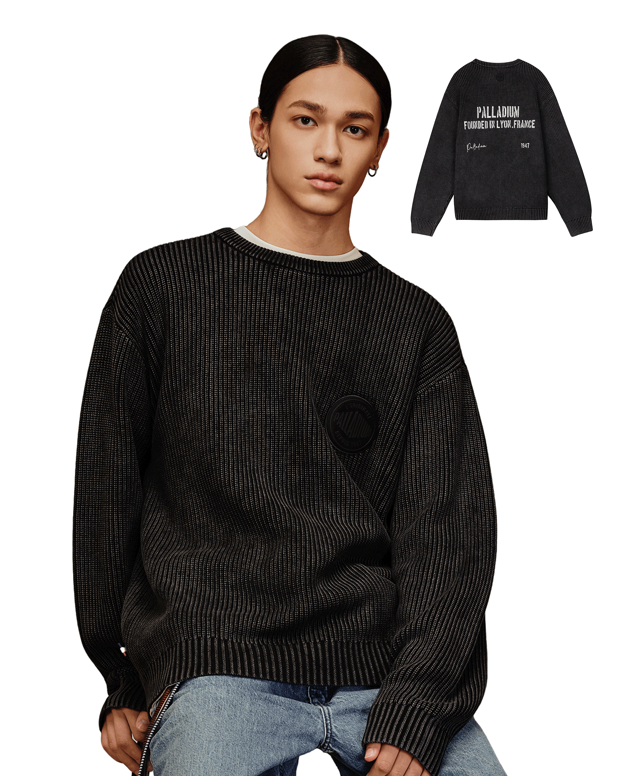 1010563-032 | MEN'S LOOSE FIT DROPPED SHOULDERS COTTON SWEATER | TAP SHOE
