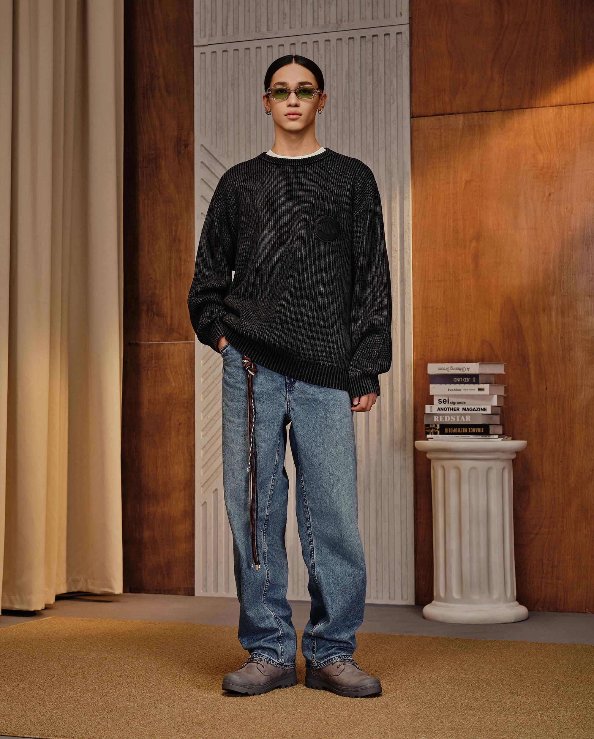 1010563-032 | MEN'S LOOSE FIT DROPPED SHOULDERS COTTON SWEATER | TAP SHOE