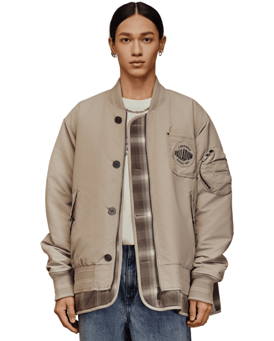 1010571-031 | MEN'S PALLADIUM LOGO LAYERED BOMBER JACKET | FLINT GRAY