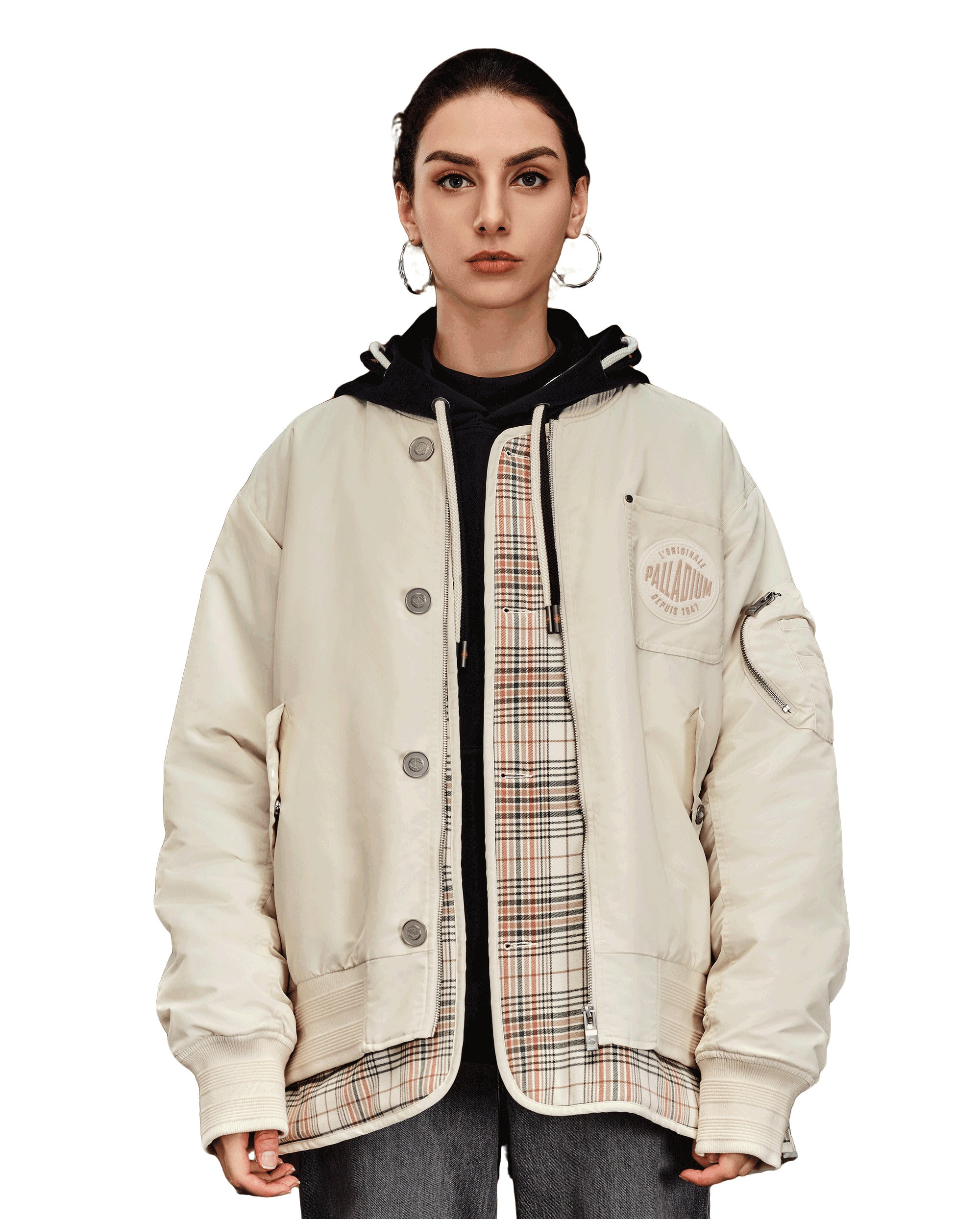 1010571-232 | MEN'S PALLADIUM LOGO LAYERED BOMBER JACKET | VANILLA ICE