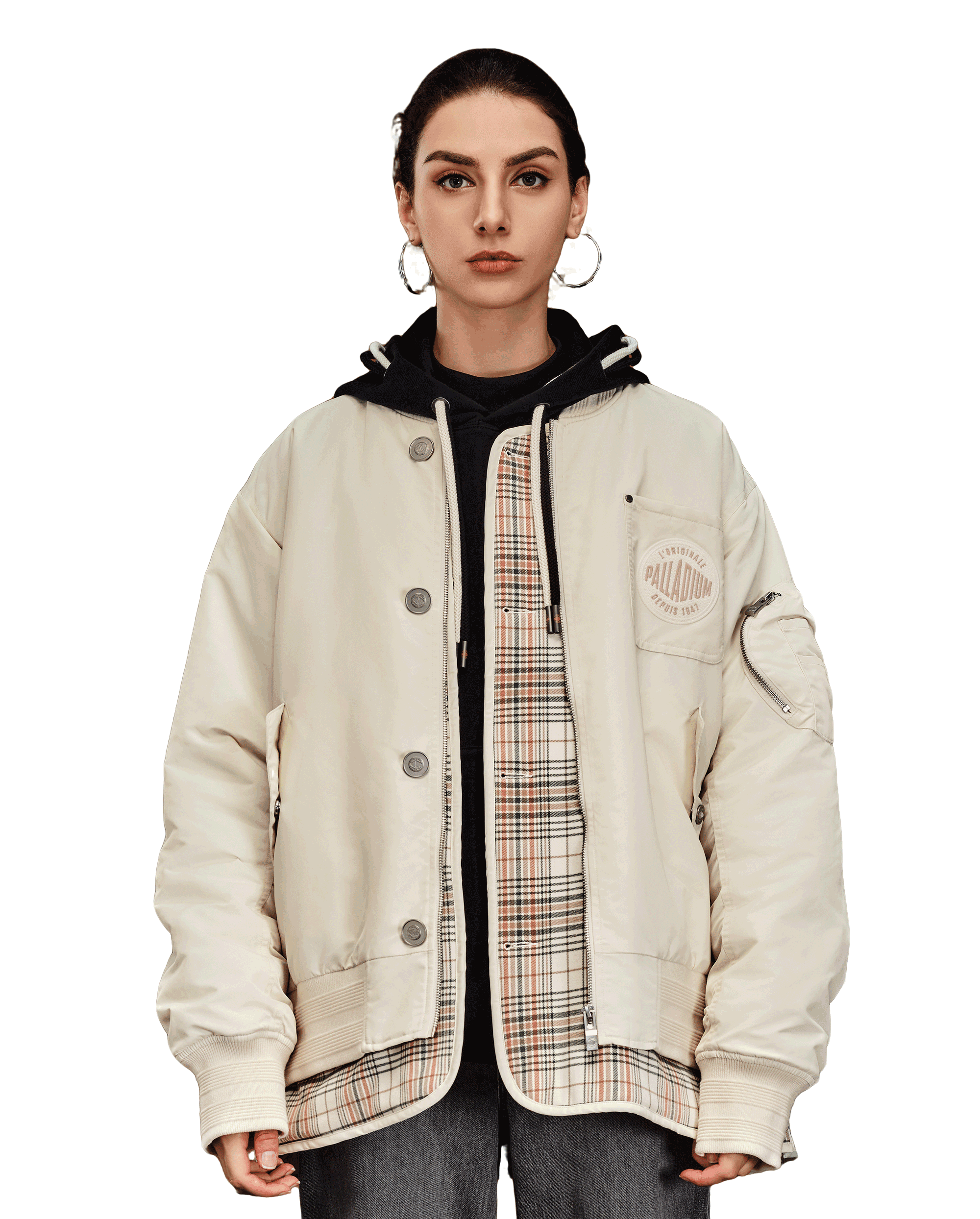 1010571-232 | MEN'S PALLADIUM LOGO LAYERED BOMBER JACKET | VANILLA ICE