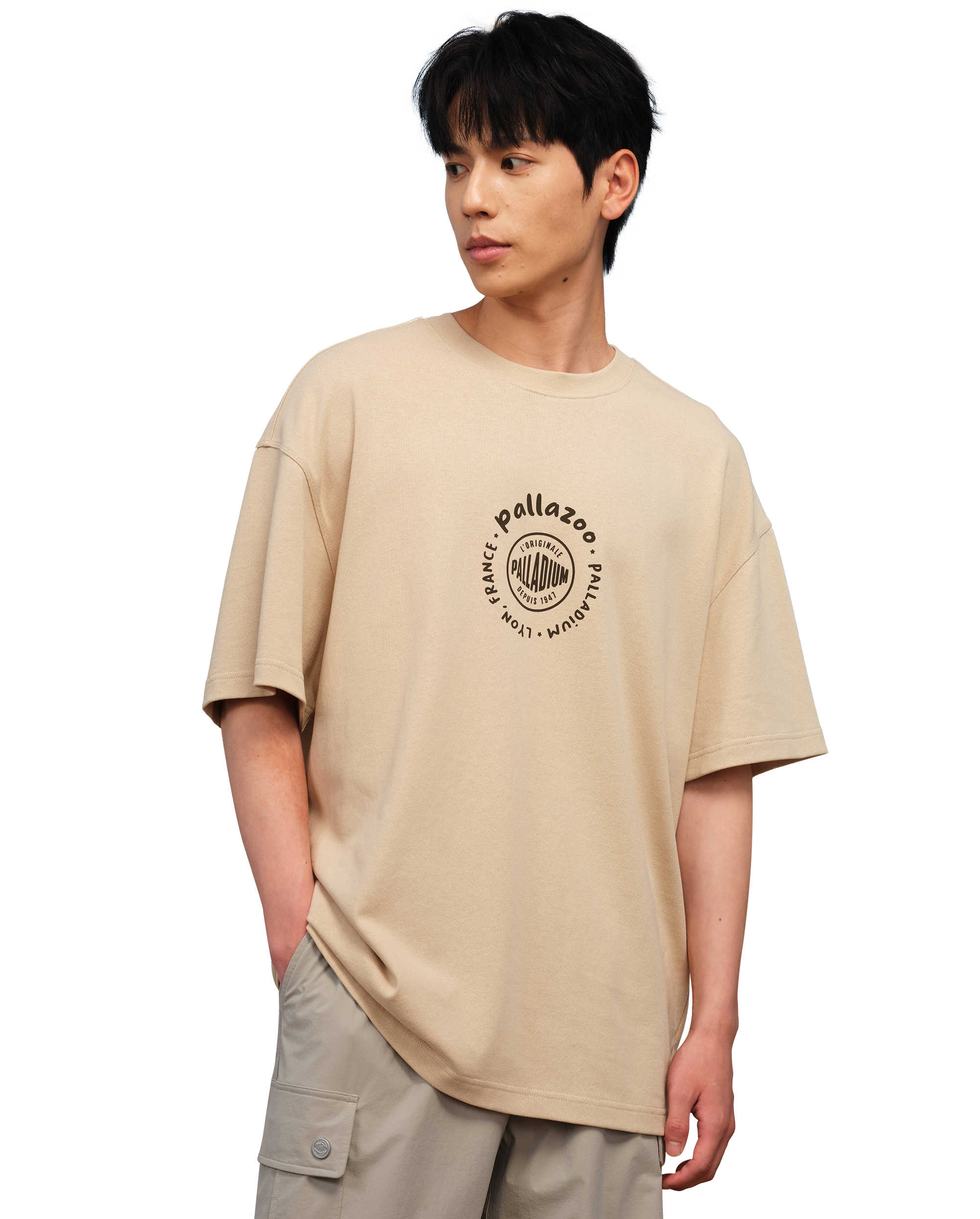 1010573-243 | MEN'S PALLADIUM LOGO LOOSE FIT COTTON T-SHIRT | BROWN RICE