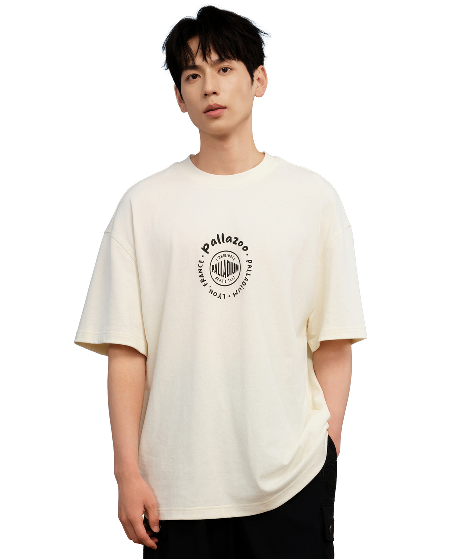 1010573-262 | MEN'S PALLADIUM LOGO LOOSE FIT COTTON T-SHIRT | MARSHMALLOW