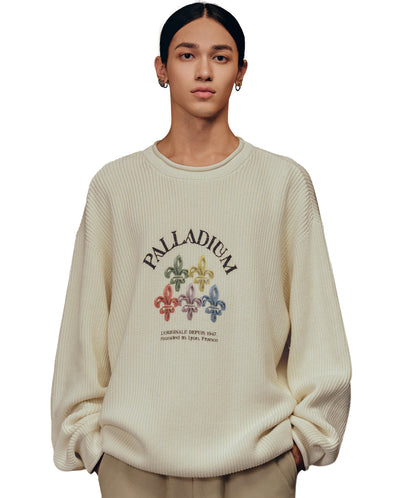 1010597-107 | MEN'S PALLADIUM LOGO WAFFLE PATTERN SWEATER | SNOW WHITE