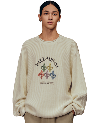 1010597-107 | MEN'S PALLADIUM LOGO WAFFLE PATTERN SWEATER | SNOW WHITE