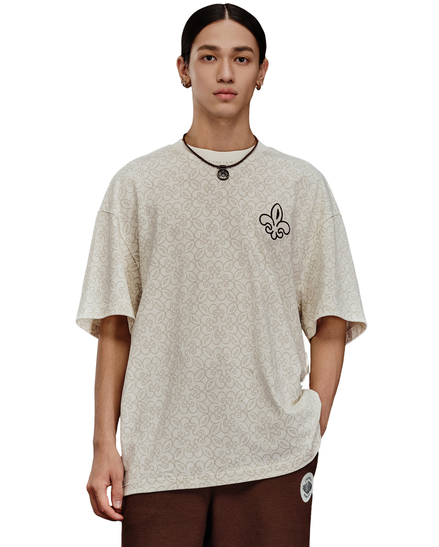 1010604-177 | MEN'S ALL-OVER PRINTED IRIS LOGO COTTON T-SHIRT | WHITE  IRIS