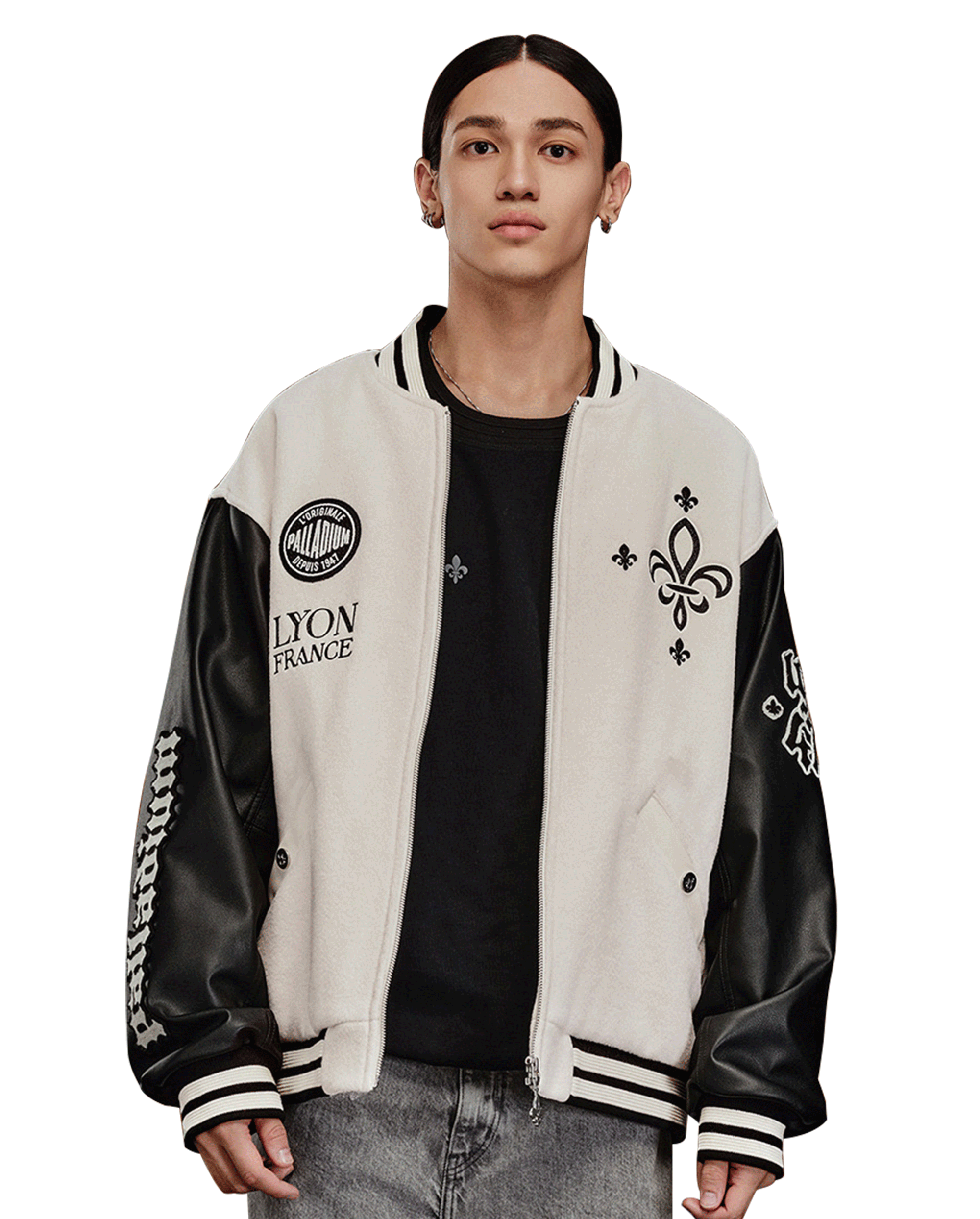 1010609-232 | MEN'S PALLADIUM LOGO COLOR BLOCKS VARSITY JACKET | VANILLA ICE