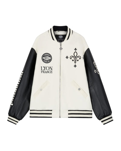 1010609-232 | MEN'S PALLADIUM LOGO COLOR BLOCKS VARSITY JACKET | VANILLA ICE