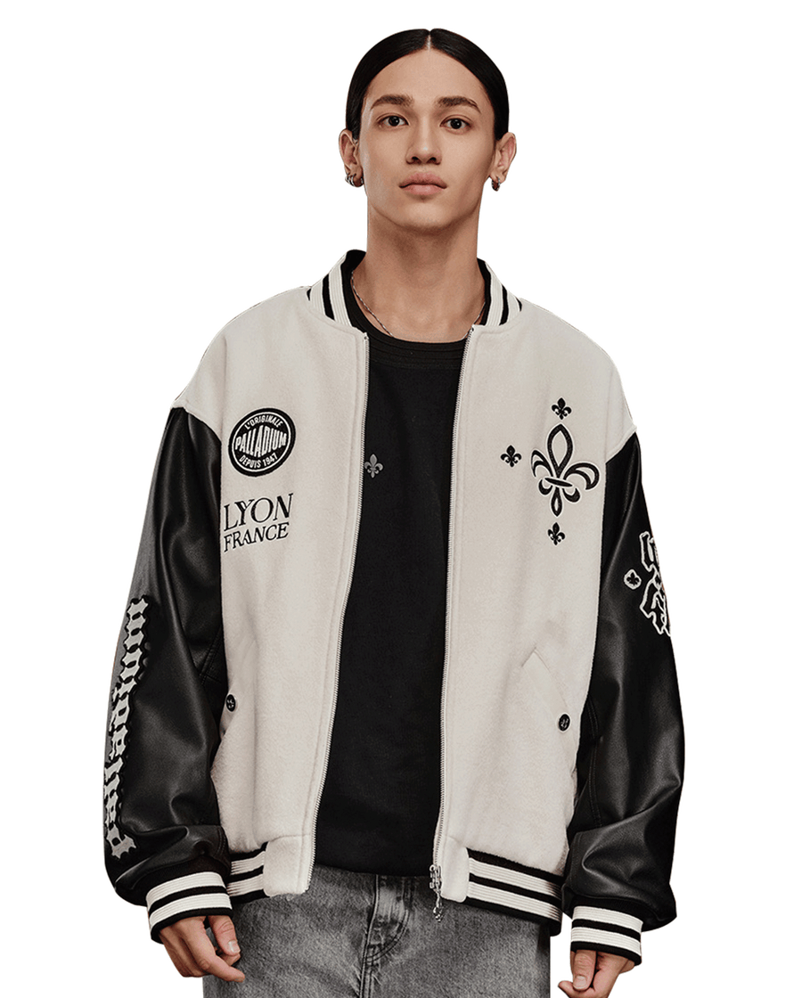 1010609-232 | MEN'S PALLADIUM LOGO COLOR BLOCKS VARSITY JACKET | VANILLA ICE