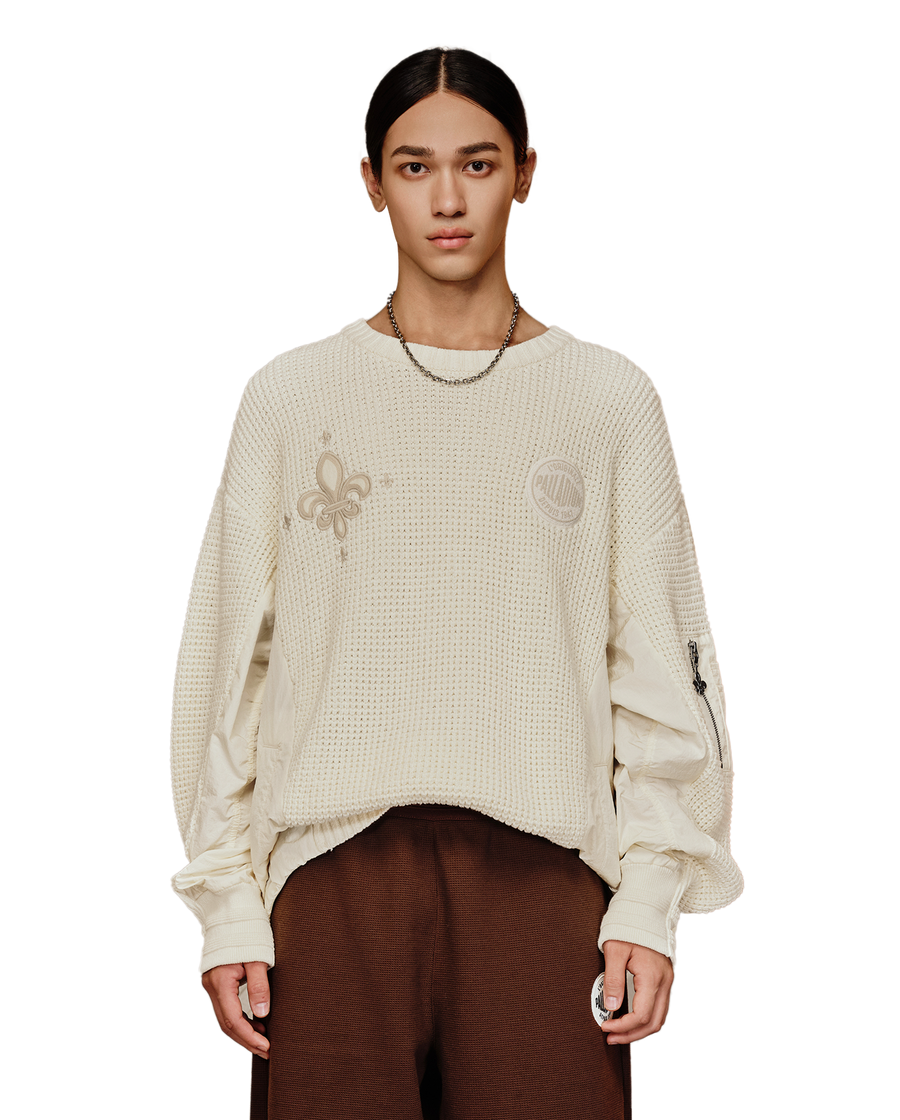 1010611-264 | MEN'S PALLADIUM LOGO WAFFLE PATTERN SWEATER | SWEET CORN