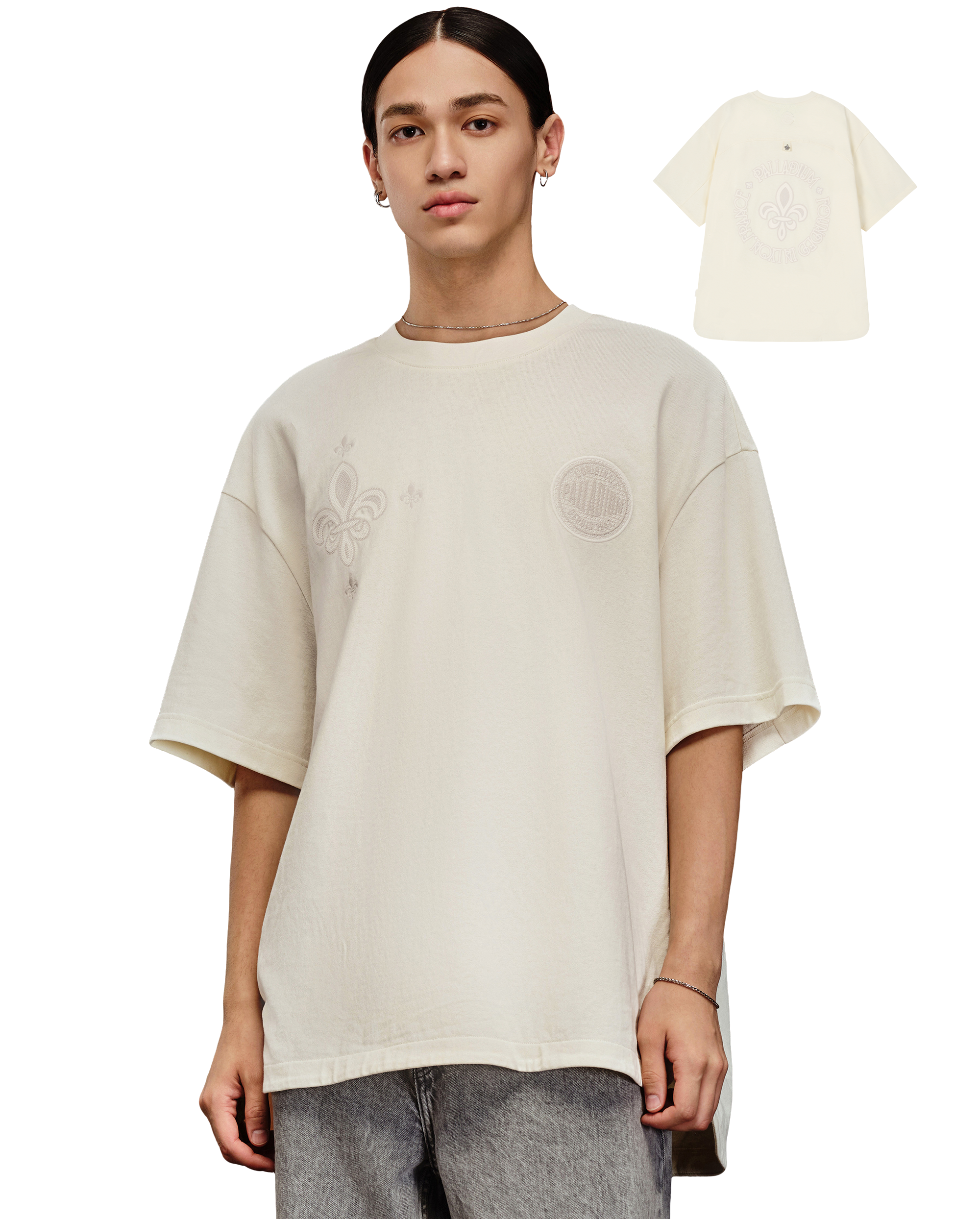 1010614-232 | MEN'S PALLADIUM IRIS LOGO LOOSE FIT COTTON T-SHIRT | VANILLA ICE