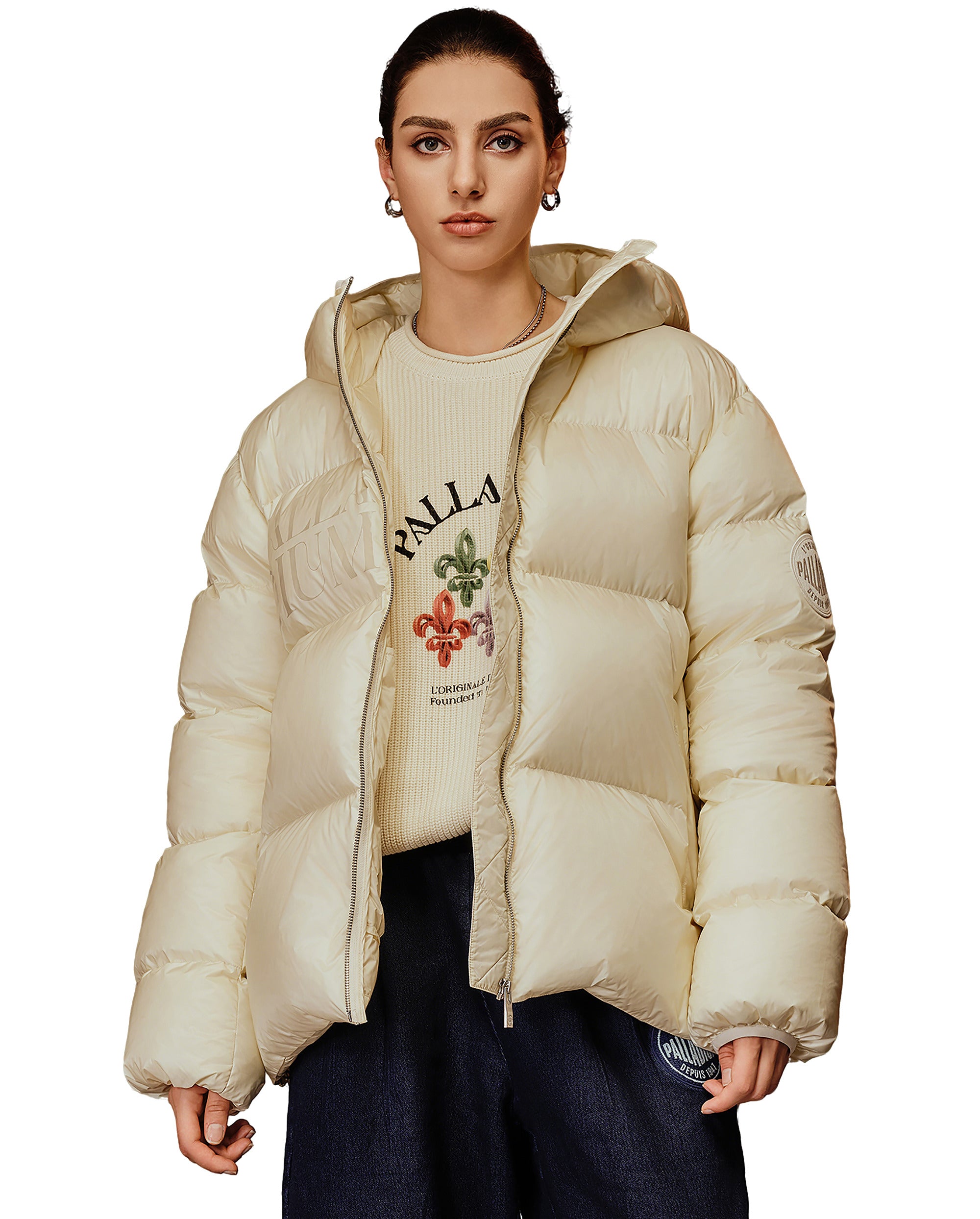 1010616-262 | MEN'S PALLADIUM LOGO DOWN JACKET | MARSHMALLOW