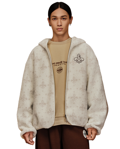 1010619-948 | MEN'S ALL-OVER IRIS LOGO FUZZY COTTON JACKET