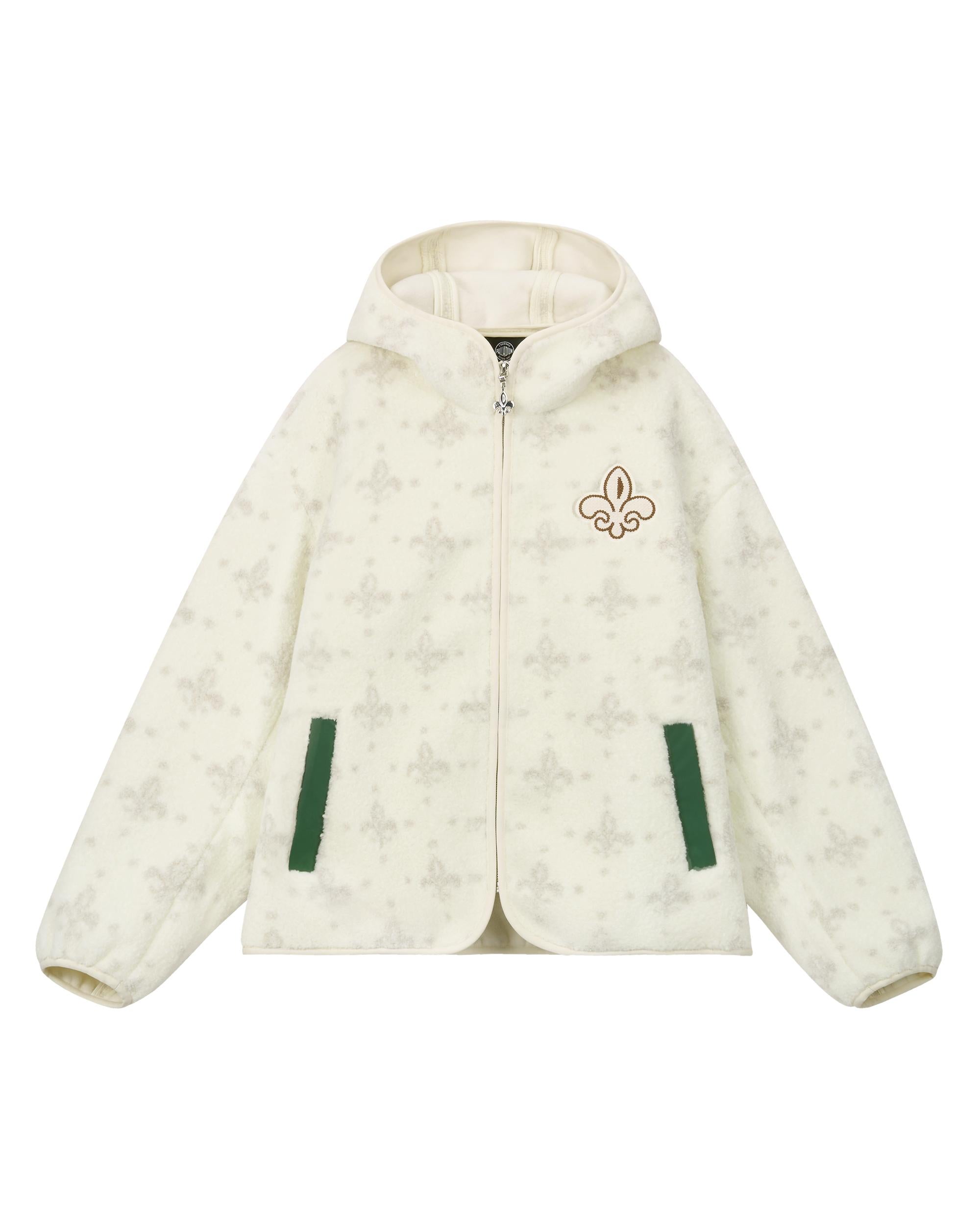 1010619-948 | MEN'S ALL-OVER IRIS LOGO FUZZY COTTON JACKET | WHT POLKA DOTS IRIS