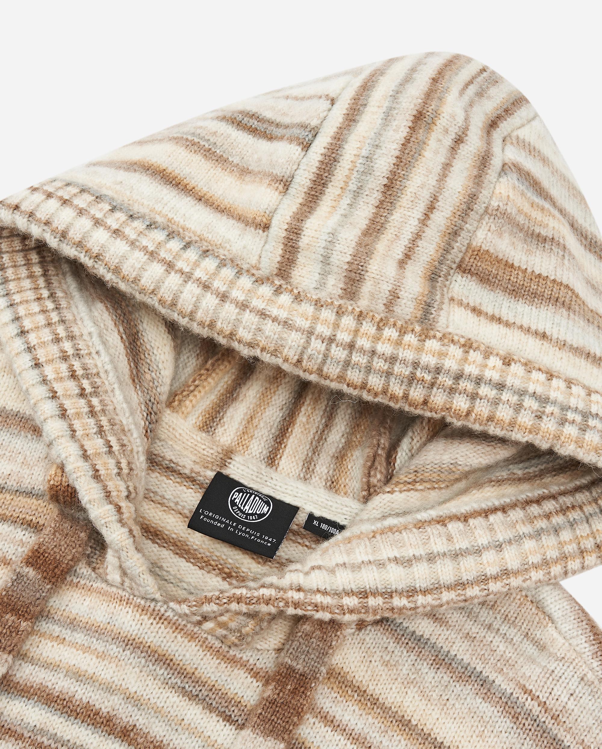 1010676-741 | MEN'S PALLADIUM LOGO STRIPED HOODED SWEATER | KHAKI/WHITE