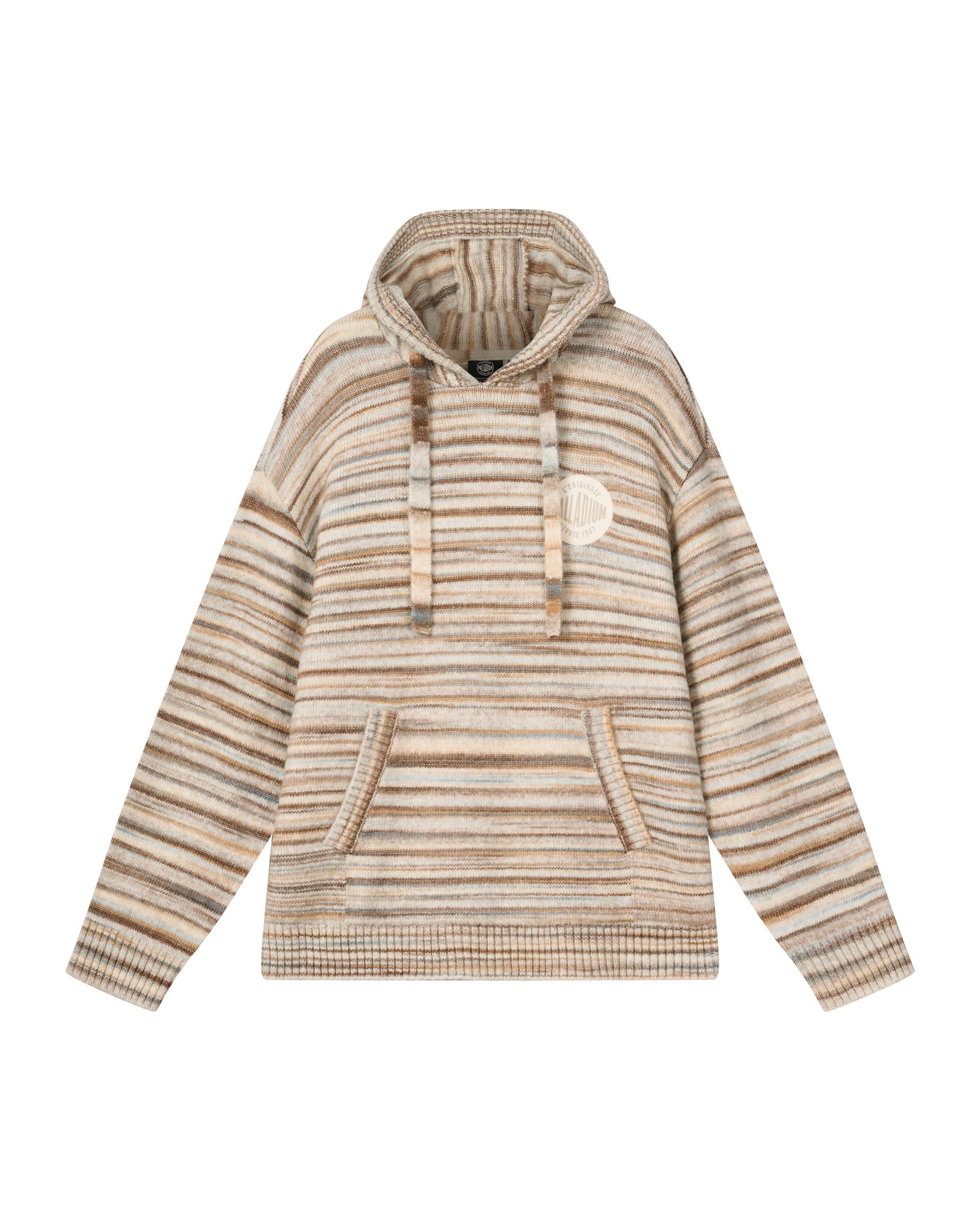 1010676-741 | MEN'S PALLADIUM LOGO STRIPED HOODED SWEATER | KHAKI/WHITE